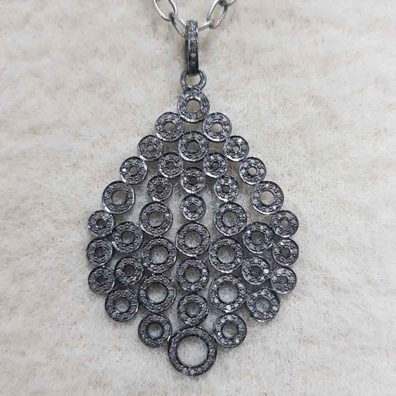 925 Sterling Silver Fancy Designer Pave diamond Pendent