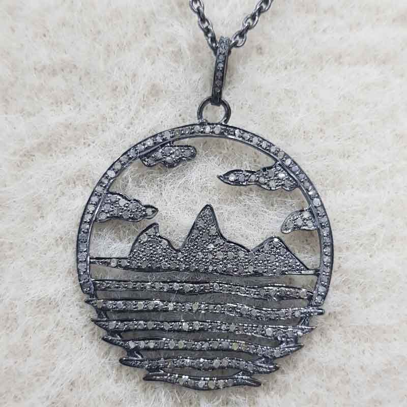 Beach Style Pendent With pave Diamond layers