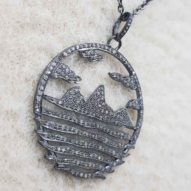 Beach Style Pendent With pave Diamond layers