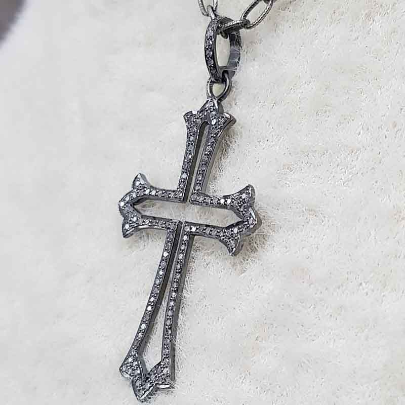 Stylish Pave Diamond Cross Pendent