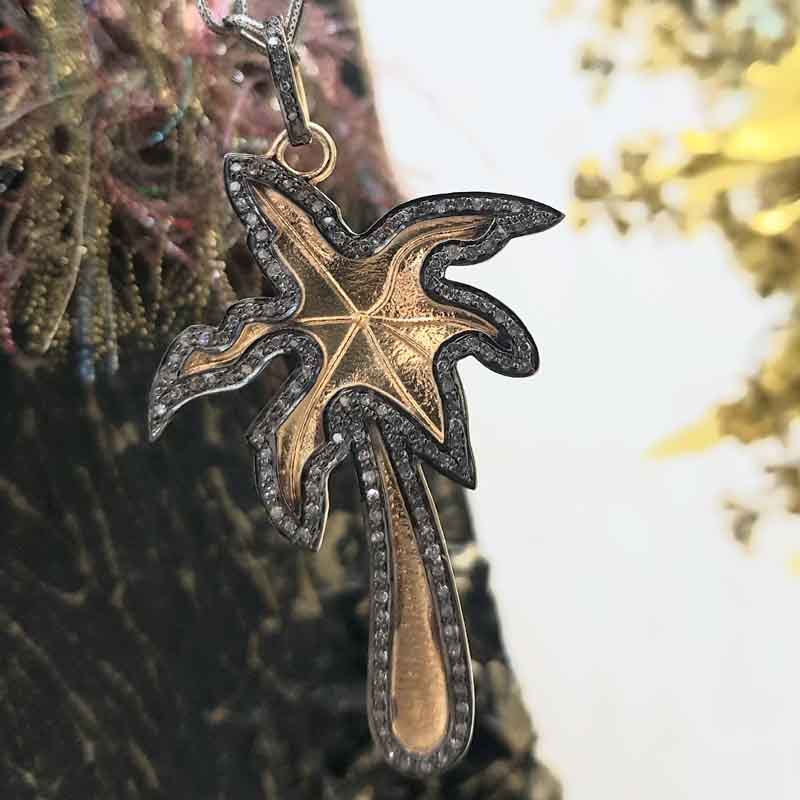 Natural Pave Diamond Gorgeous Yellow Tree Pendent