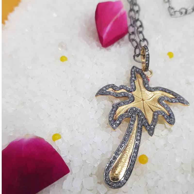 Natural Pave Diamond Gorgeous Yellow Tree Pendent