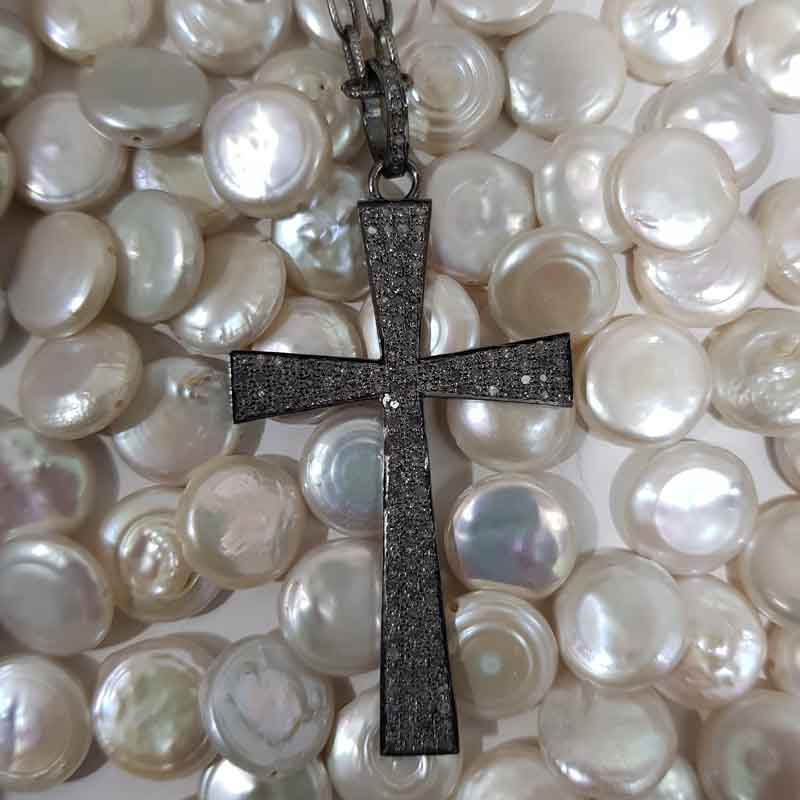 Handmade Designer Fully pave diamond Cross Pendent