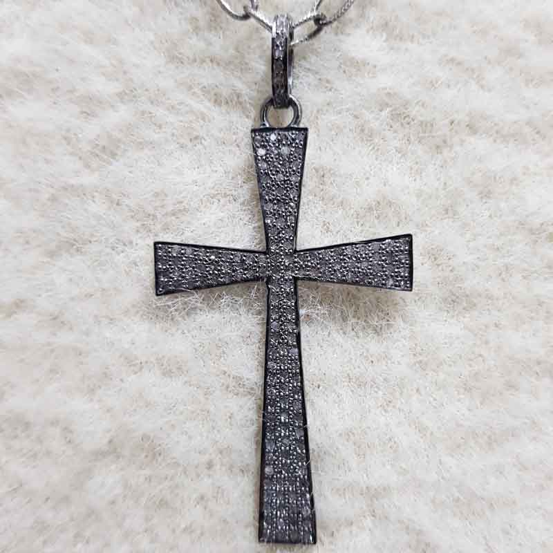 Handmade Designer Fully pave diamond Cross Pendent