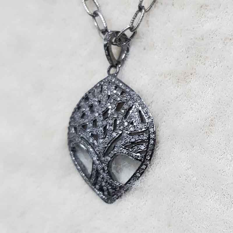 Handmade Designer Tree Pendent With Pave Diamond Layers