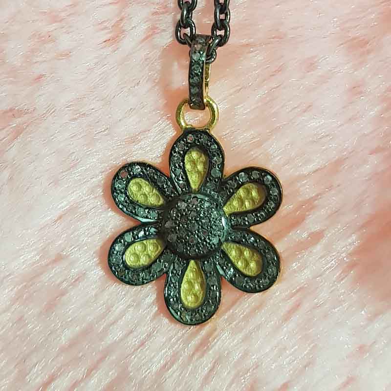 Yellow Matte Finish Flower Pendent