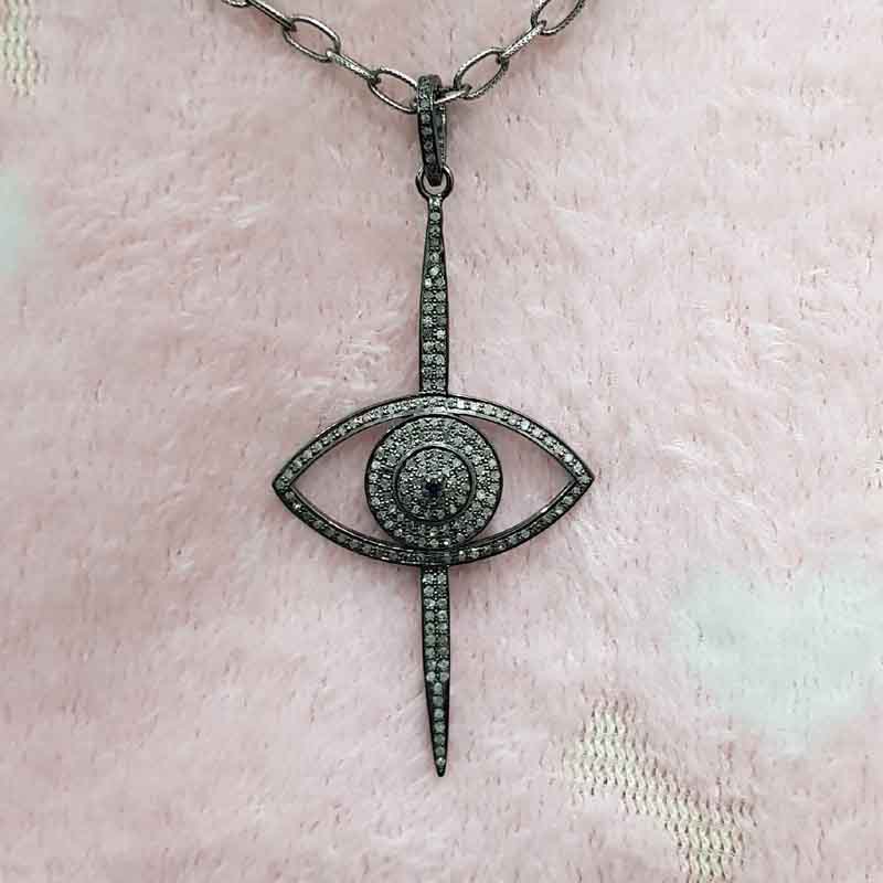 Evil Eye Cross Pendent With pave Diamond layers