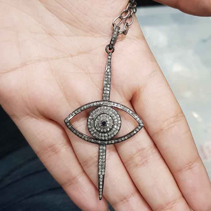 Evil Eye Cross Pendent With pave Diamond layers