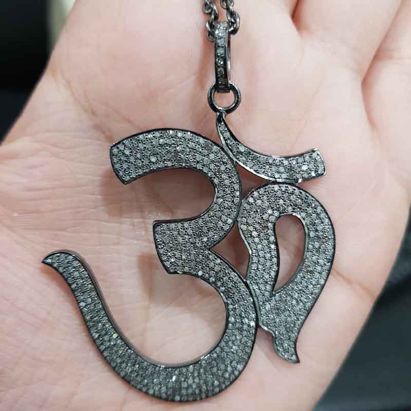 Stunning Pave Diamond Ohm Pendent