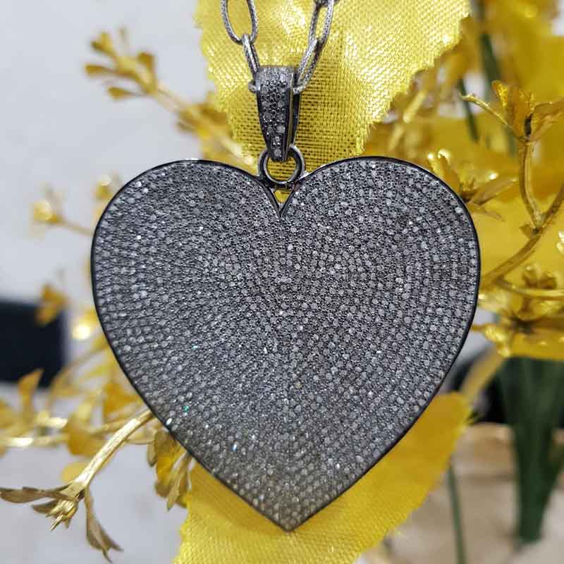 Fully Pave Diamond Setting Handmade Designer Heart Pendent