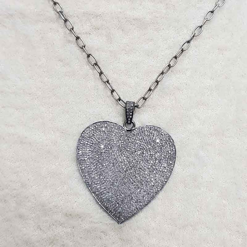 Fully Pave Diamond Setting Handmade Designer Heart Pendent