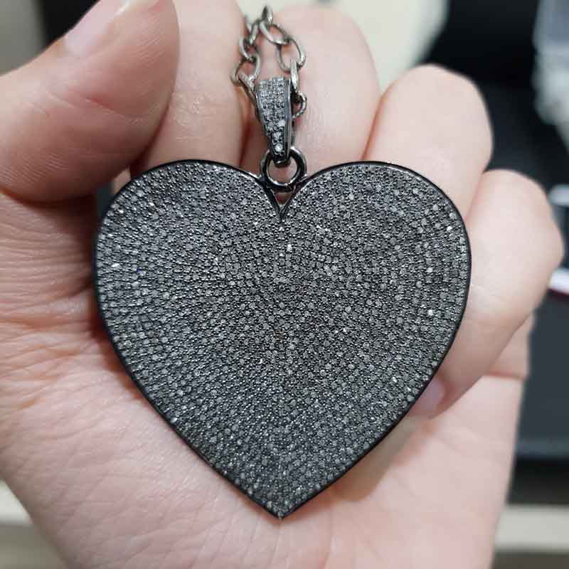 Fully Pave Diamond Setting Handmade Designer Heart Pendent