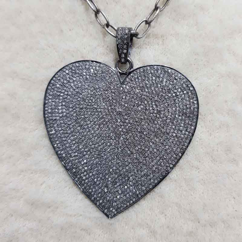 Fully Pave Diamond Setting Handmade Designer Heart Pendent