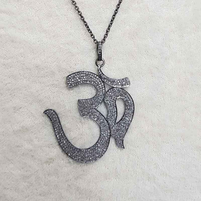 Stunning Pave Diamond Ohm Pendent