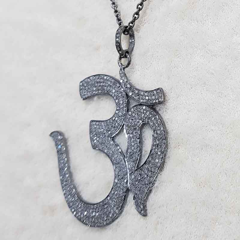 Stunning Pave Diamond Ohm Pendent