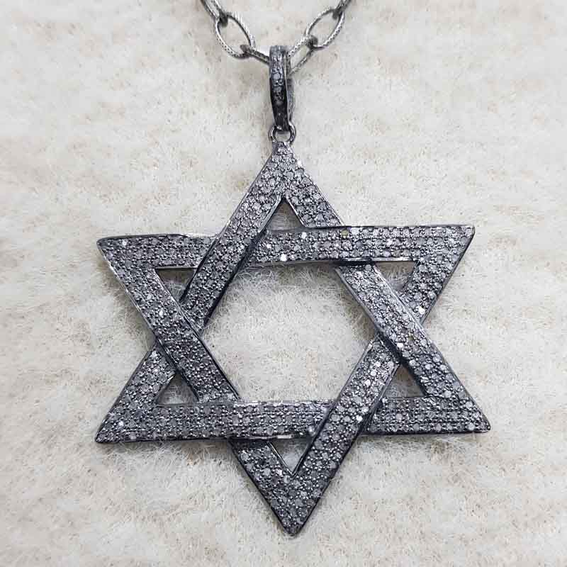 Fully Pave Diamond Setting Handmade Designer Star Pendent