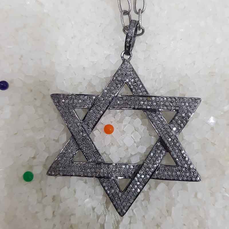 Fully Pave Diamond Setting Handmade Designer Star Pendent