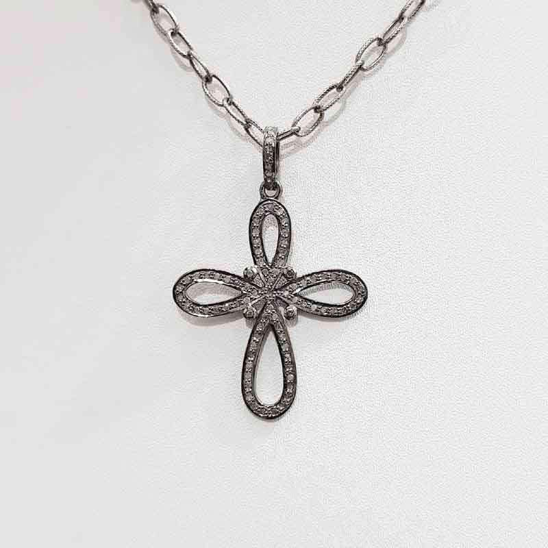 Beautiful Cross Style Pave Diamond Pendent