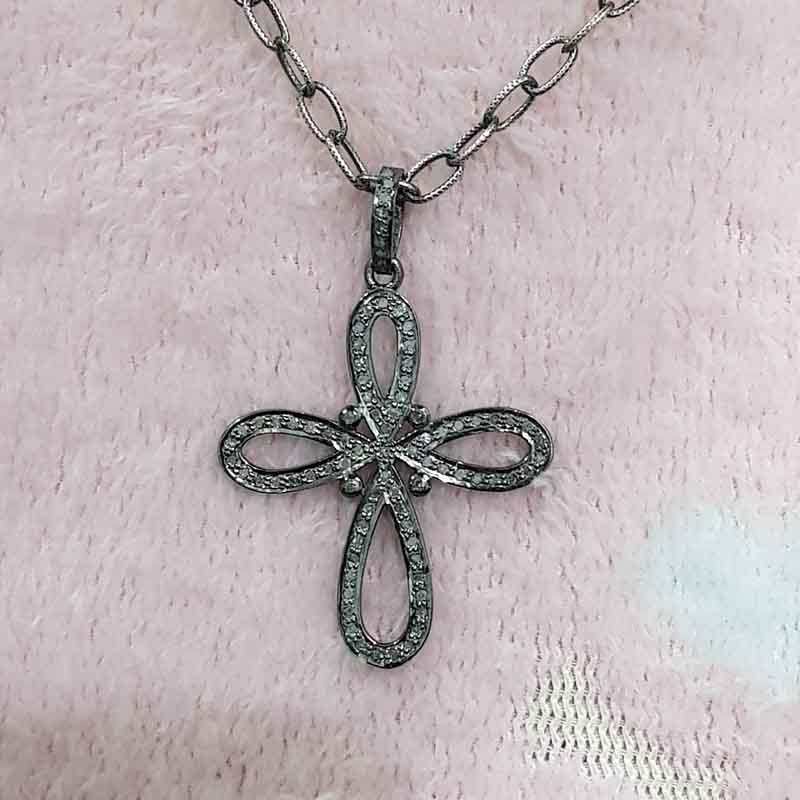 Beautiful Cross Style Pave Diamond Pendent