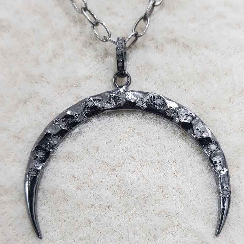 Beautiful Moon Pendent With Pave Diamonds