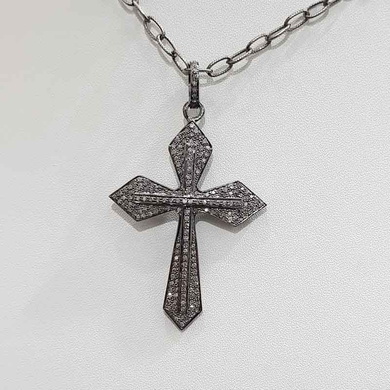 Stylish Cross Pendent With pave Diamond layers