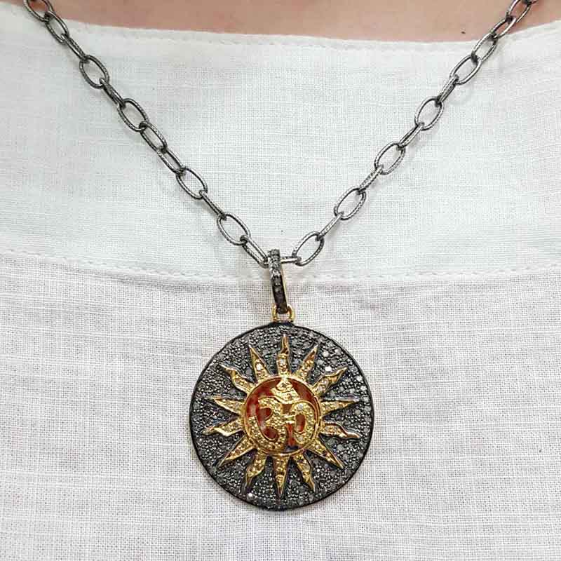 Yellow And Black Round Disk Ohm Pendent