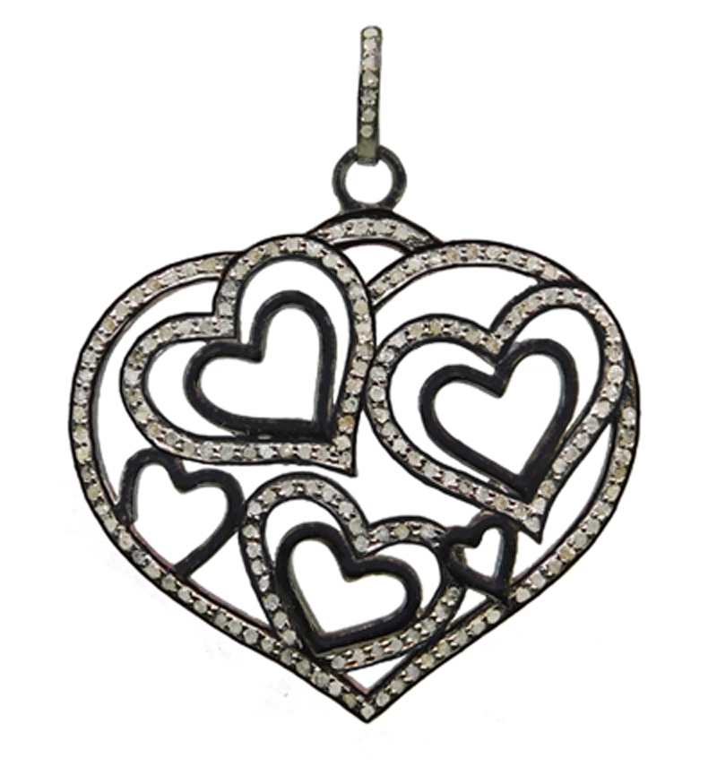 Attractive Fancy Designer Pave Diamond Heart Pendant