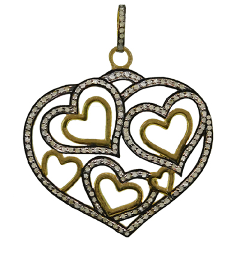 Attractive Fancy Designer Pave Diamond Heart Pendant