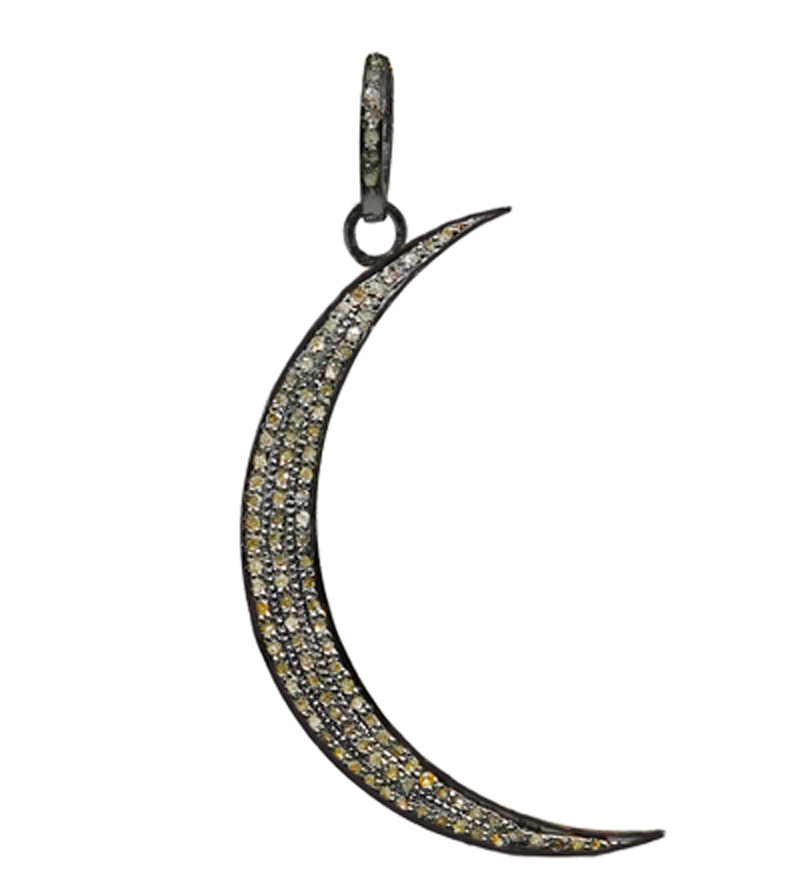 Stunning Pave Diamond Moon Pendant