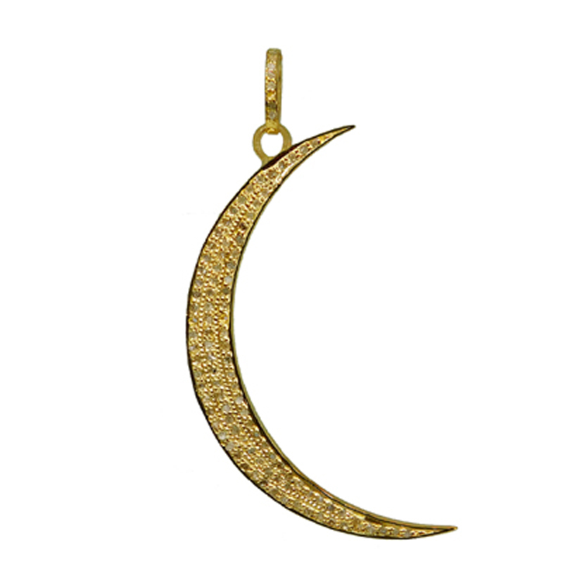 Stunning Pave Diamond Moon Pendant