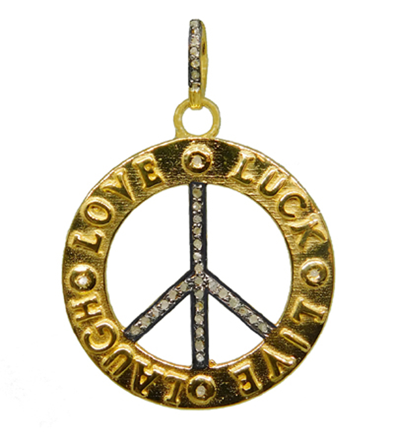 Attractive Pave Diamond Handmade Fancy Designer Peace Pendant