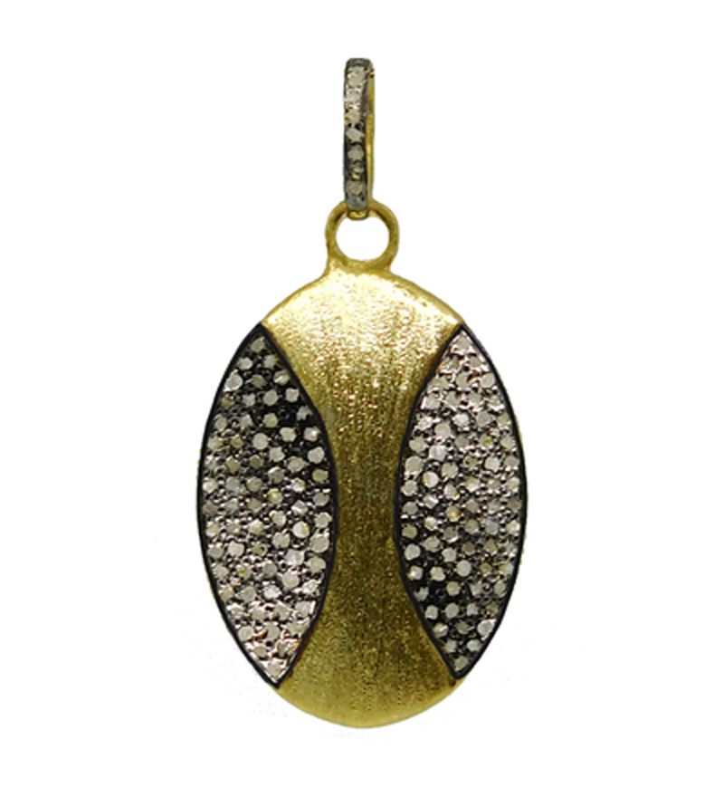 Two Tone Fancy Designer 925 Sterling Silver Oval Pendant