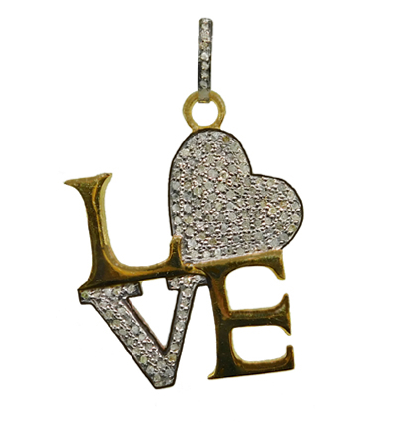 Gorgeous Black And Yellow Plated Rhodium Designer Fancy Style Love Pendant