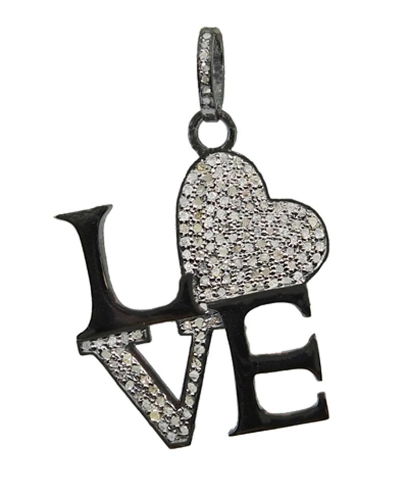 Gorgeous Black And Yellow Plated Rhodium Designer Fancy Style Love Pendant