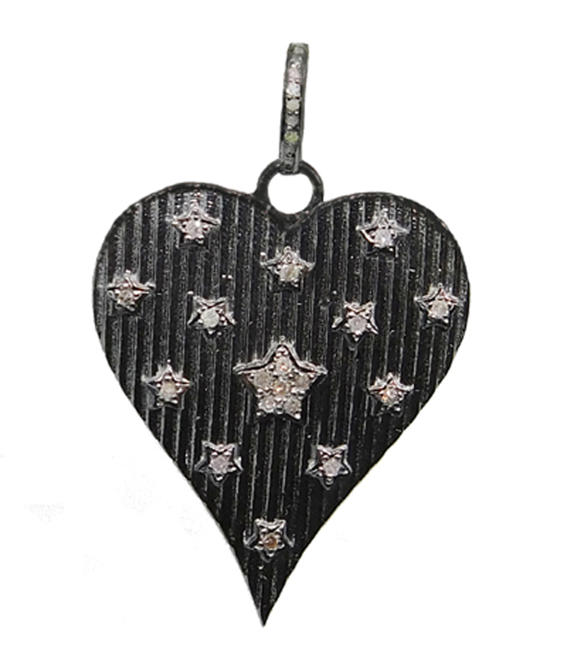 New Style Heart With Pave Stars Pendant