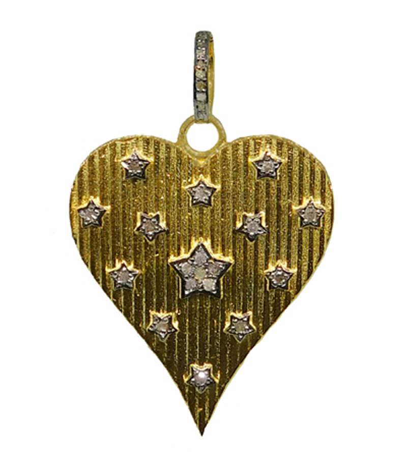 New Style Heart With Pave Stars Pendant