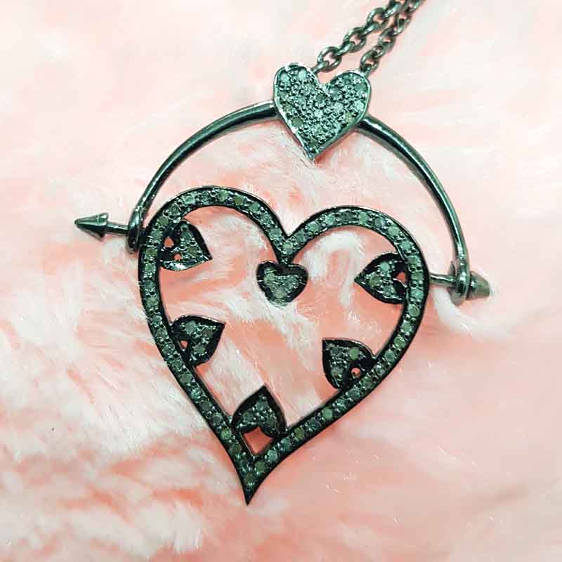 Handmade Designer Hanging Heart Pendent With Pave diamond Layers