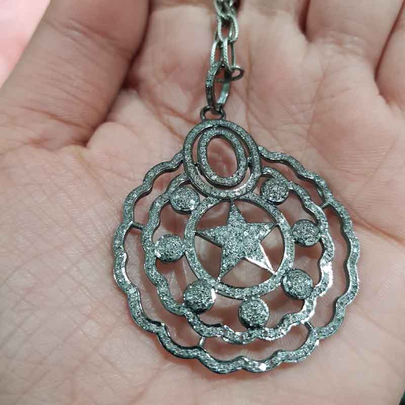 Graceful Pave Diamond Handmade Designer Star pendent