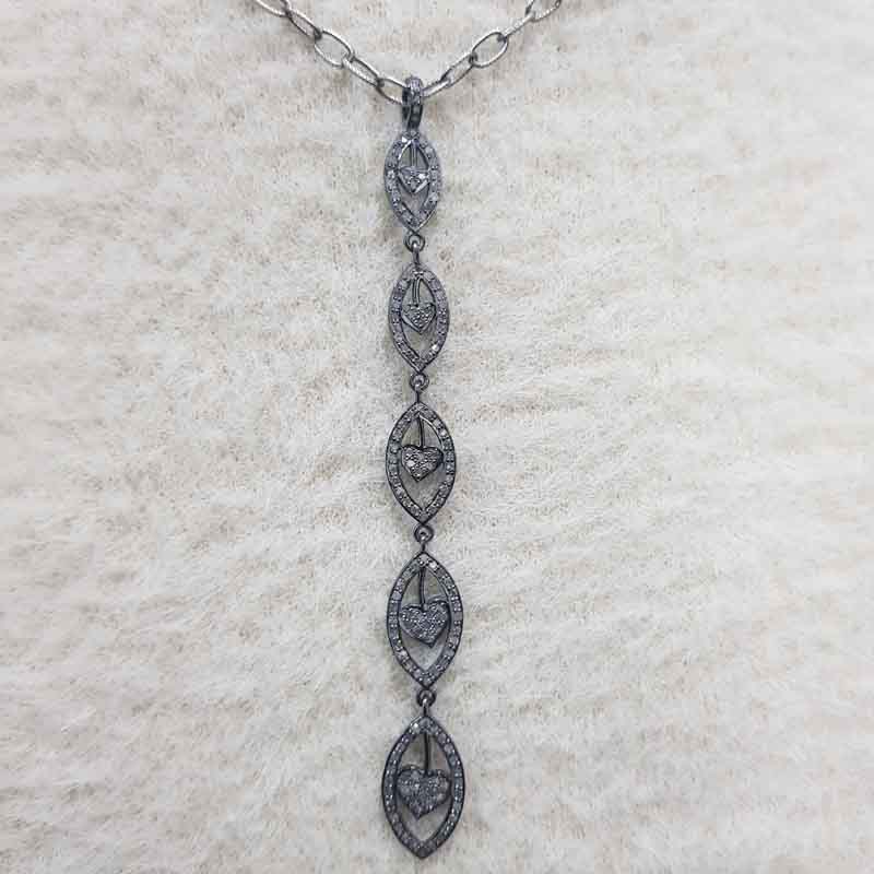 Unique Designer Long Hanging Fancy pendent With Pave Layers