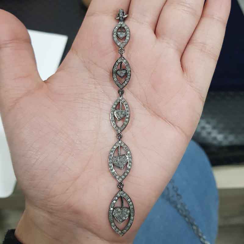 Unique Designer Long Hanging Fancy pendent With Pave Layers