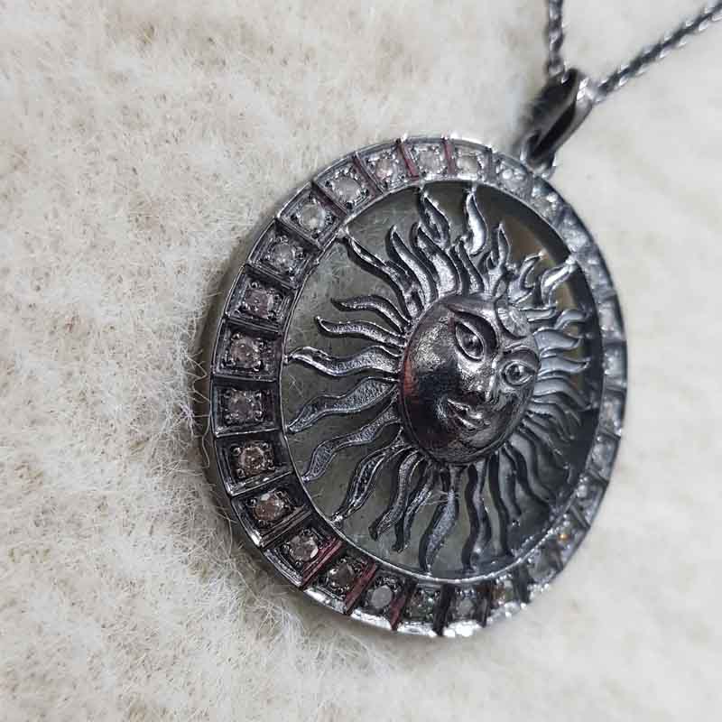 Handmade Designer Sunburst Pendent With pave Diamond layers