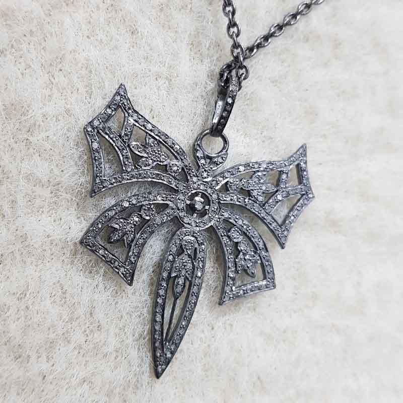 Stunning Fancy Designer Pave Diamond Butterfly Pendent