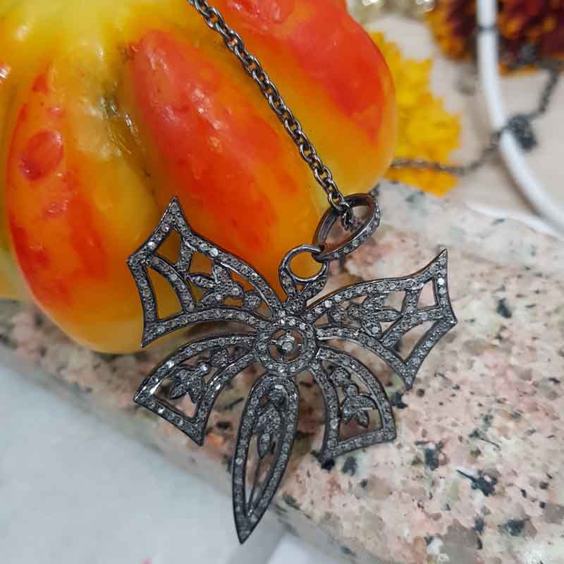 Stunning Fancy Designer Pave Diamond Butterfly Pendent