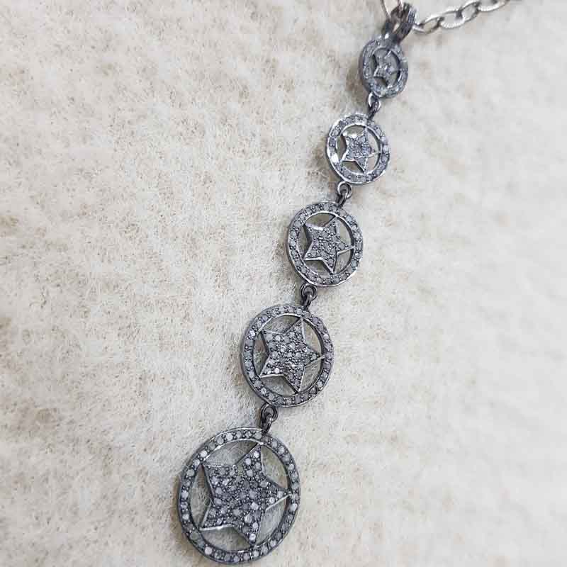 Fancy Designer Long hanging pendent With pave diamond layers