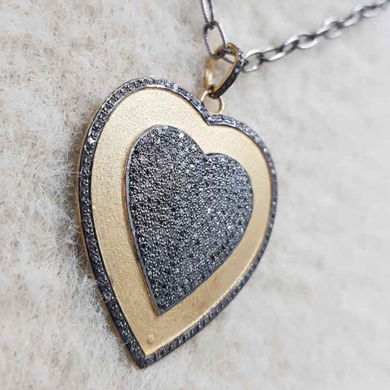 Yellow Matte Finish Designer Heart Pendent