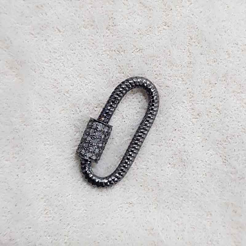 Rope Style Fully Black Pave Diamond Screw Clasp Lock