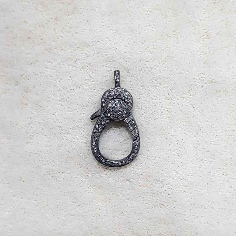 Designer Black Rhodium Pave Diamond Spring Lobster