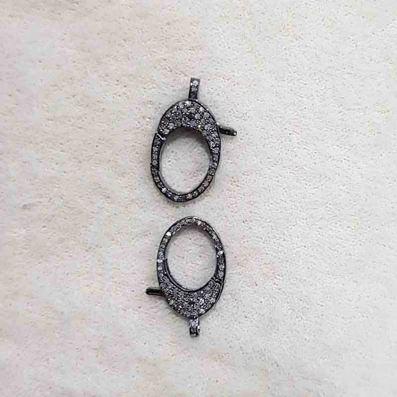 Elegant Black Fully Natural Pave Diamond Spring Clasp Lock