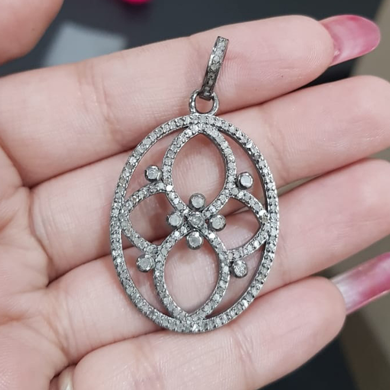 Unique Fancy Designer Round Pendant With Pave Diamond