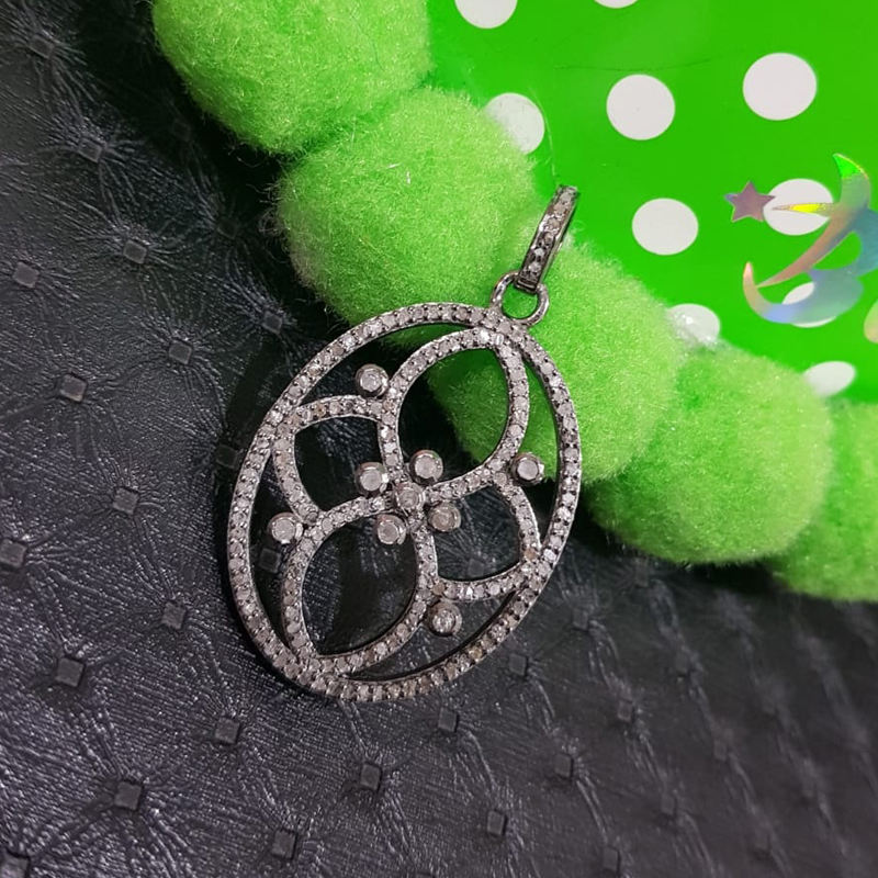 Unique Fancy Designer Round Pendant With Pave Diamond